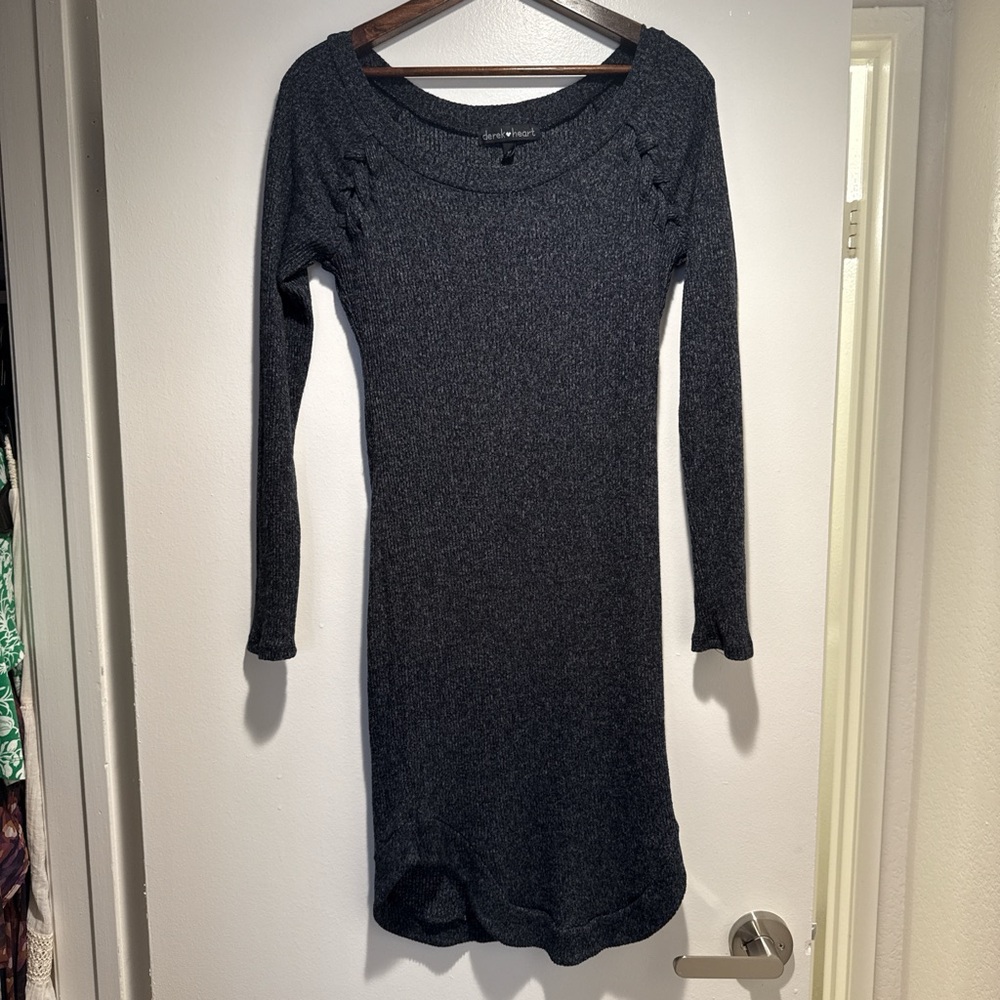 Derek Heart Charcoal Long Sleeve Dress